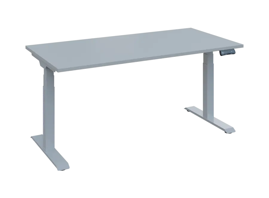 Fleximax 28-16 výškově nastavitelný stůl, kovová podnož stříbrná, deska 25 mm, široký 1600 mm, šedá